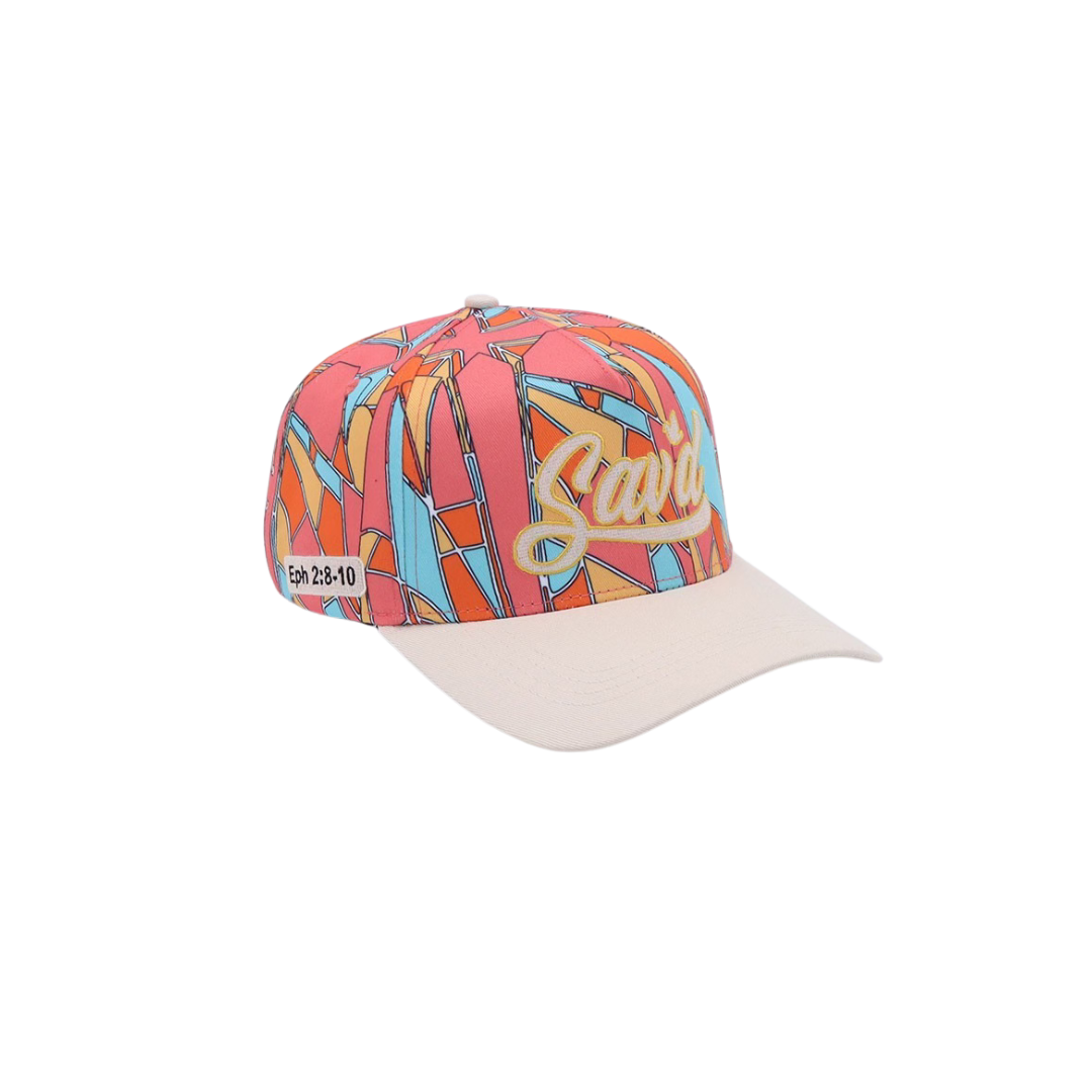 Sav'd By Grace Snap Back Hat -Stained Glass