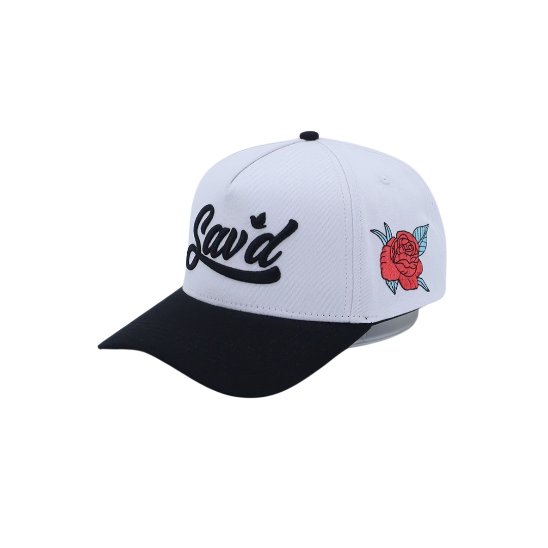 Sav'd By Grace Snap Back Hat -White w/ Black