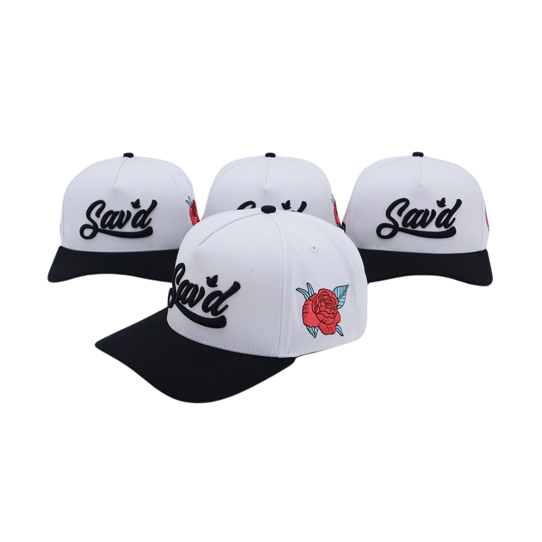 Sav'd By Grace Snap Back Hat -White w/ Black