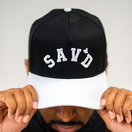 Sav'd Classic Snapback Hat -Black/White