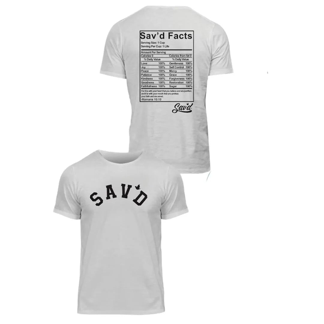 Sav’d Facts Tee – Inspiring Comfort & Resilience | Faith & Hope TShirt