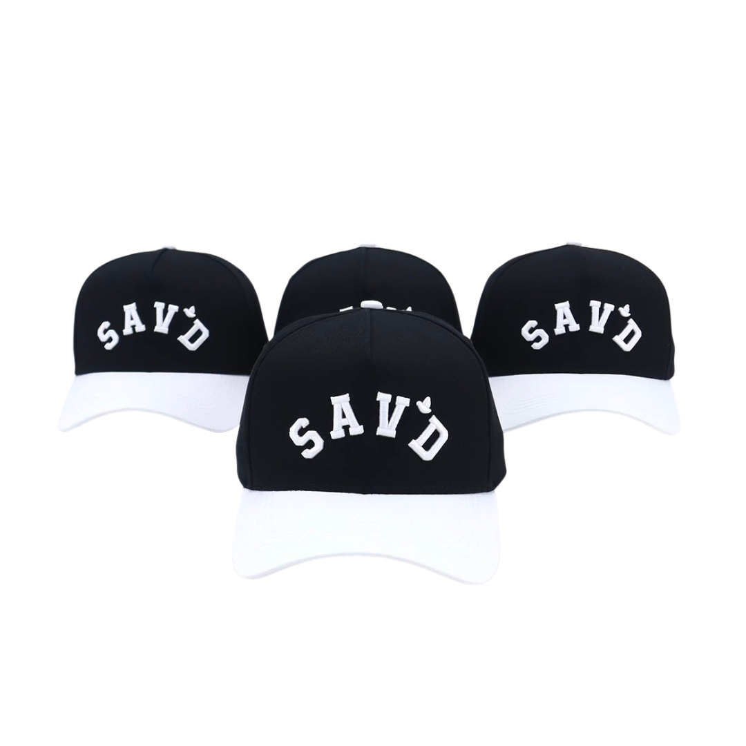 Sav'd Classic Snapback Hat -Black/White