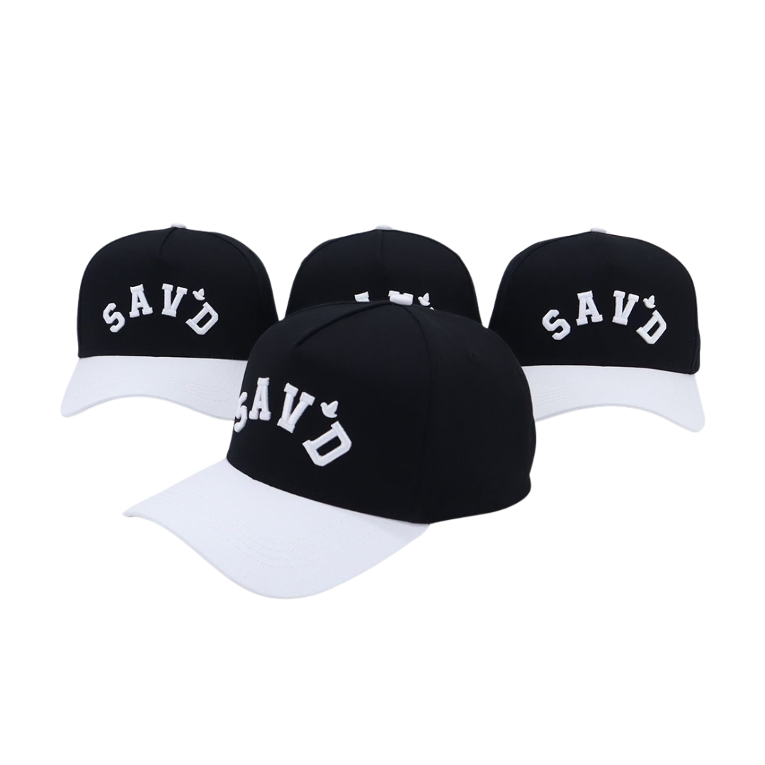 Sav'd Classic Snapback Hat -Black/White