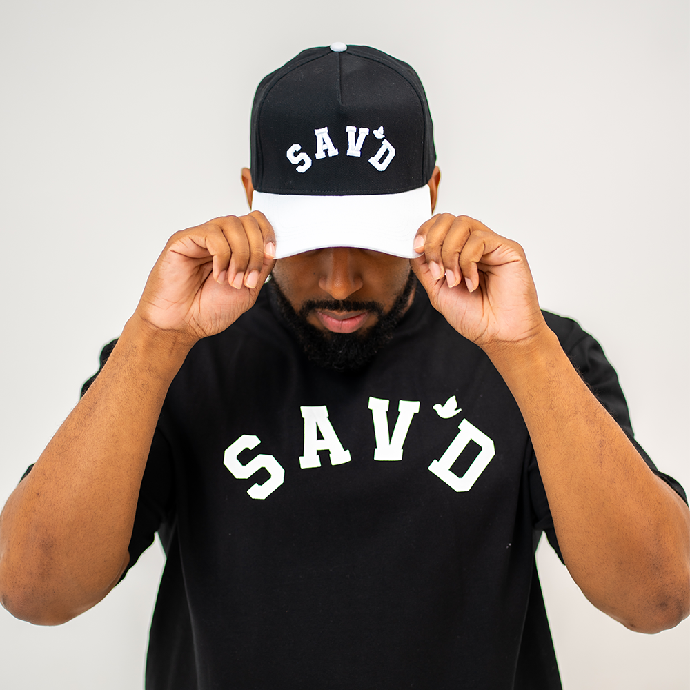 Sav'd Classic Snapback Hat -Black/White