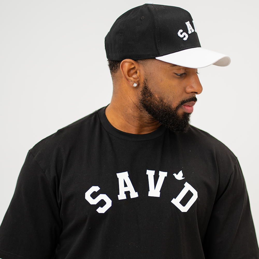 Sav'd Classic Snapback Hat -Black/White