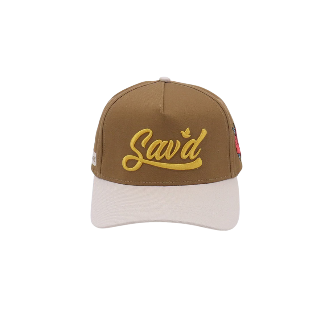 Sav'd By Grace Snap Back Hat -Mocha w/ Gold Sav'd By Grace Snap Back Hat -Mocha w/ Gold