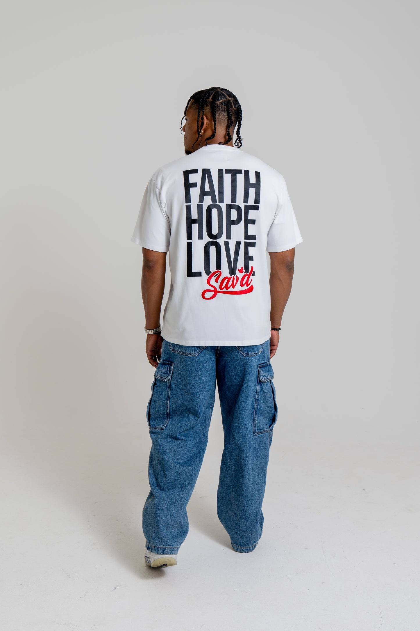 White Sav'd Faith, Hope & Love Tee - Christian Faith-Based T-Shirt