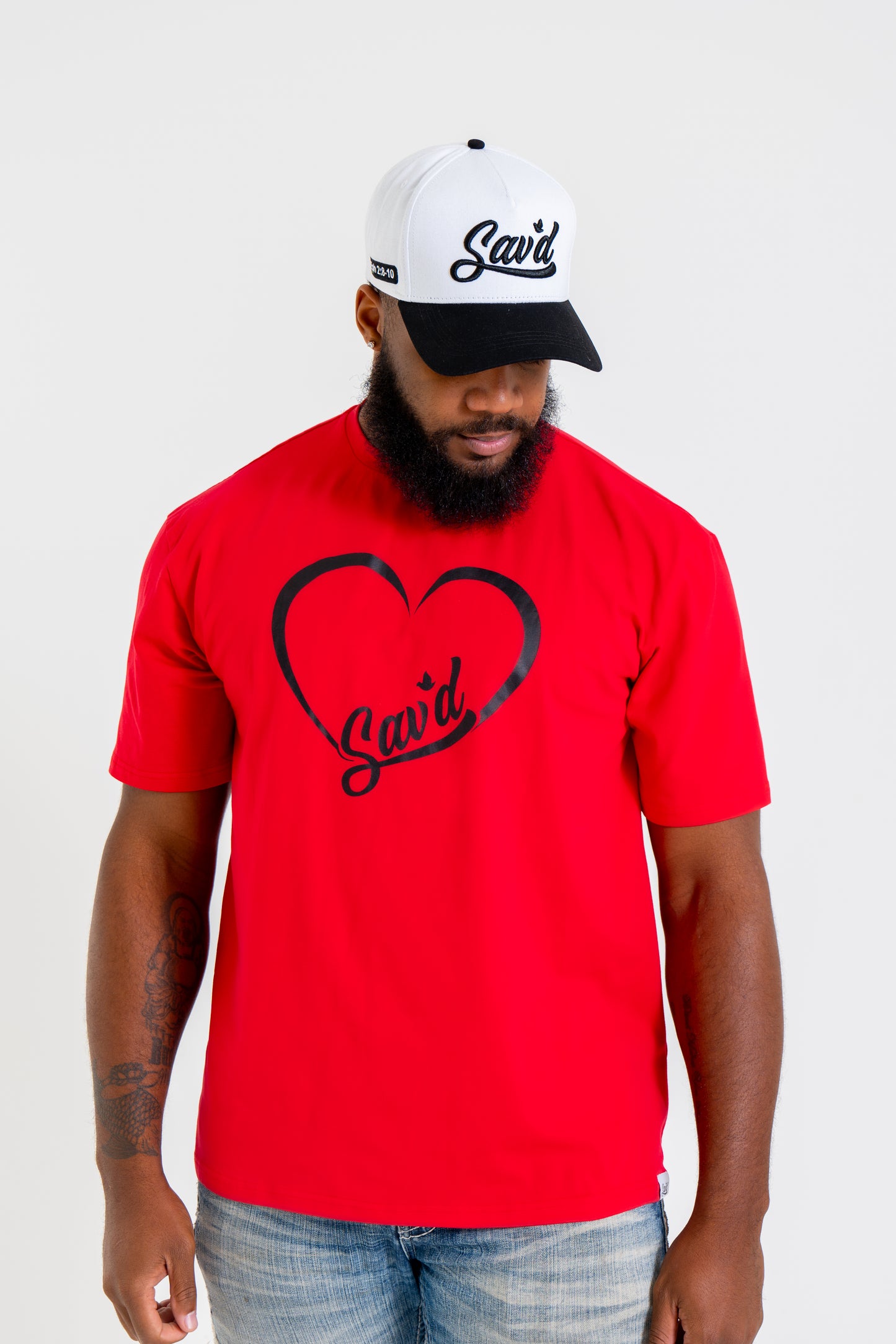 Sav'd Line Heart Tee - Inspirational Christian Faith T-Shirt