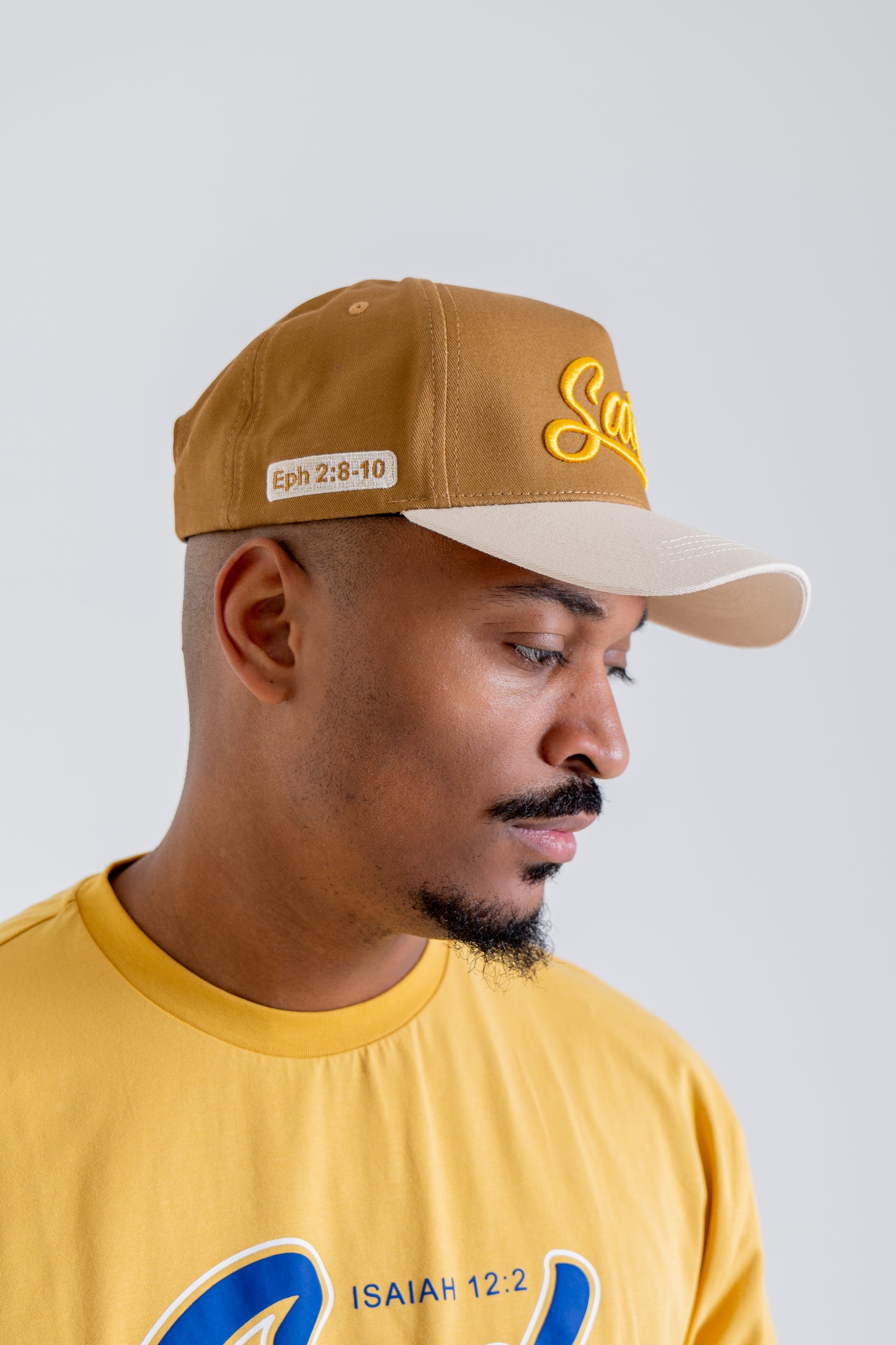 Sav'd By Grace Snap Back Hat -Mocha w/ Gold